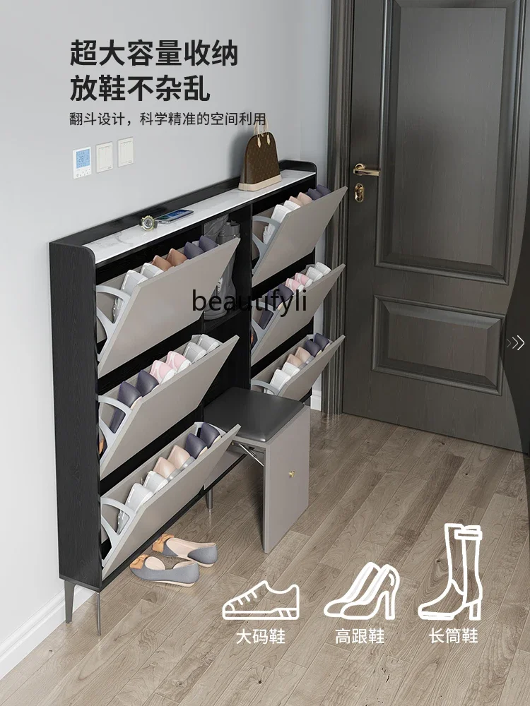 

smt03 Simple Ultra-Thin Tilting Shoe Cabinet 17cm Italian Home Doorway 24cm Narrow Entrance Cabinet