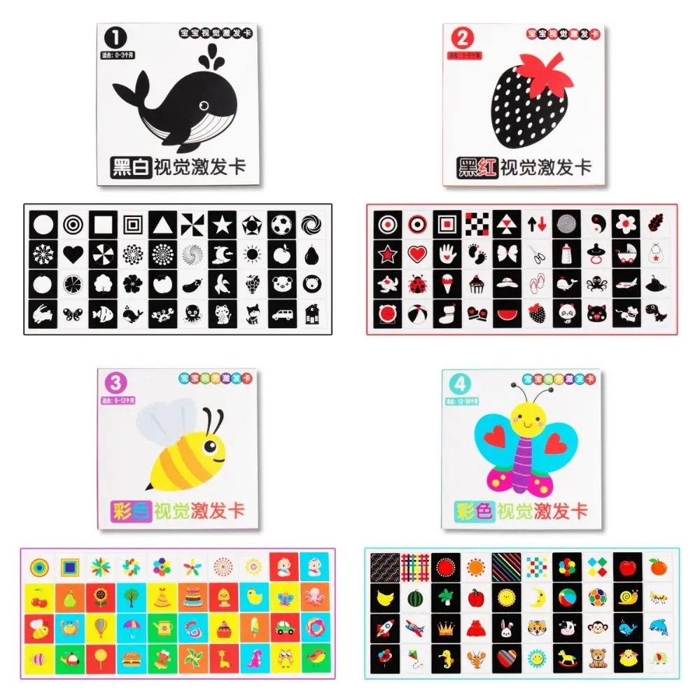 

High Contrast Infant Visual Stimulation Card Color Learning Cognition Baby Vision Tigger Cards Newborn Logical Thinking Training