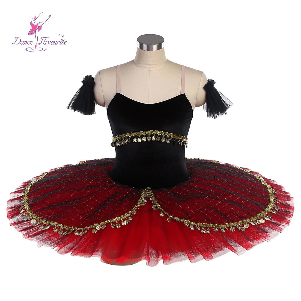 

Dance Favourite Ballet Tutus BLL545 Black Velvet Top with Red Tulle and Trim Pre-professional Ballet Costume Tutu Ballet Tutu