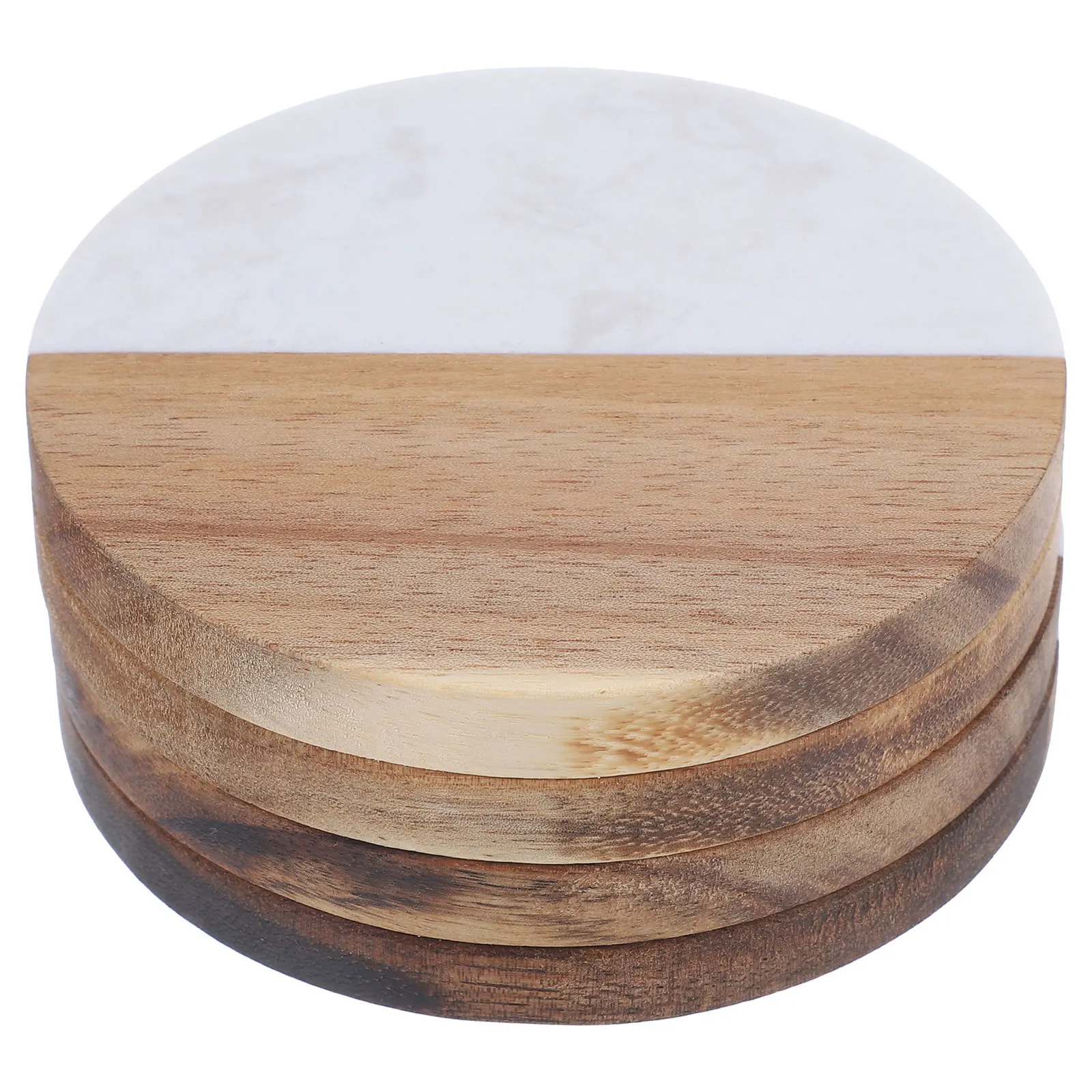 

4pcs Marble Wood Coasters Heat-Resistant Anti-Skid Cup Mats For Home Kitchen Bar Dining Table Tumbler Pads Practical Bottle