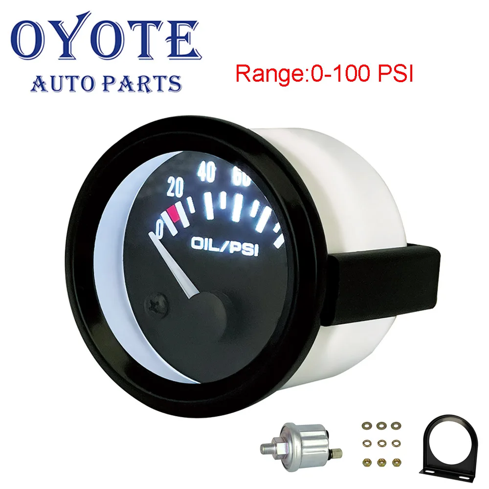 

OYOTE 52mm 2 Inch Oil Pressure Gauge /Water Temperature Gauge Meter Kit with Sensor Instrument Rack 100 PSI 12V Black Dial