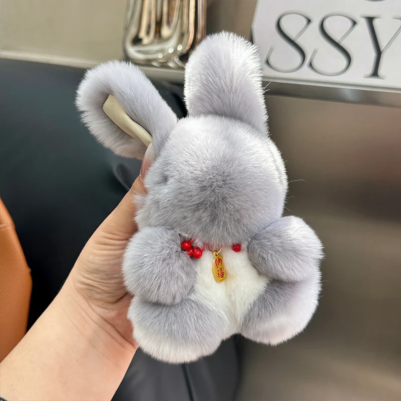 Fluffy Rabbit Keychain For Women Plush Pompom Bunny Hare Key Chain On Bag Car Trinket Female Jewerly Party Dolls Gifts