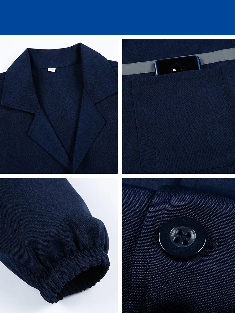 Arbeitsanzug Hi Vis Sicherheitsoverall Food Factory Uniformen Staubdichter Overall Laborkittel Blau Weißer Mantel Anzug Warehouse Porter Outfit
