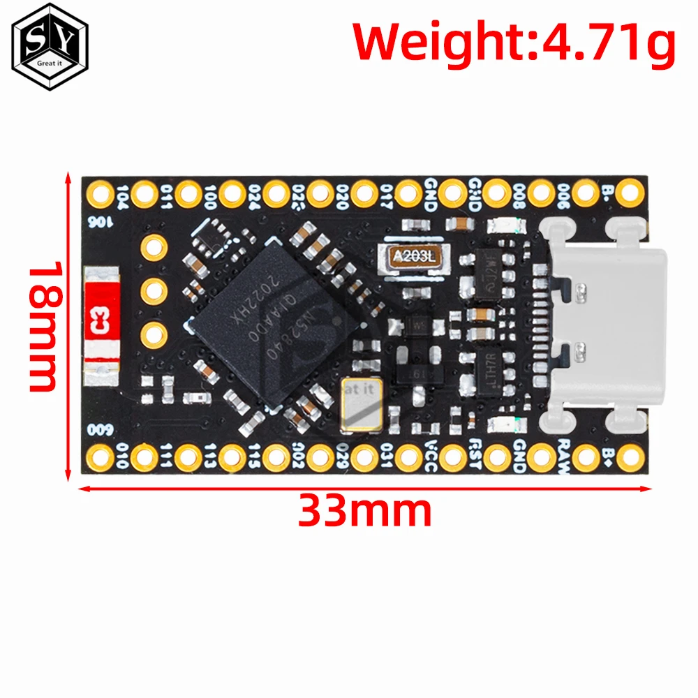 NRF52840 لوحة تطوير ، متوافقة مع Nice! نانو V2.0 إدارة شحن بلوتوث ، برو مايكرو NRF52840
