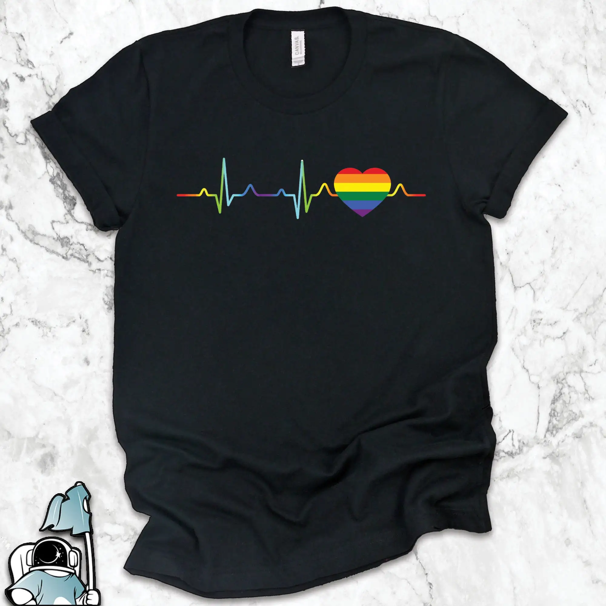 LGBT T Shirt Heartbeat Gay Pride Awareness and Acceptance Love