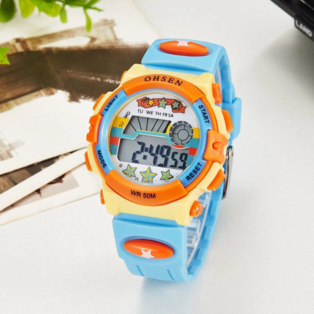 New OHSEN Student Sport Watches For Kids Colorful Electronic Watches Waterproof Clock Children Digital Watch For Boys Girls