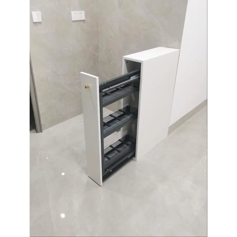 Bathroom half wall pull-out cabinet pull basket dry and wet separation side installation very narrow cabinet small pull basket r