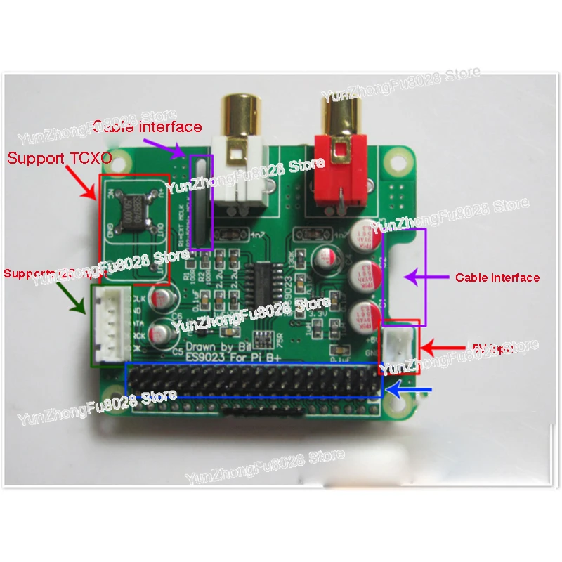 ES9023 Expansion Board I2S HiFi DAC Digital Audio Sound Card Decode  Encoder for Raspberry Pi 2B 3B 3B+ 4B