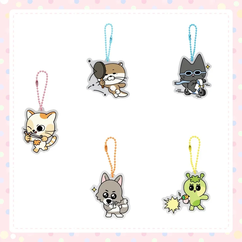 Popular Korean Boy Group Idol Cute Animal Pendant Cartoon Style Transparent Acrylic Bead Chain Next Door Keychain Fans Collect