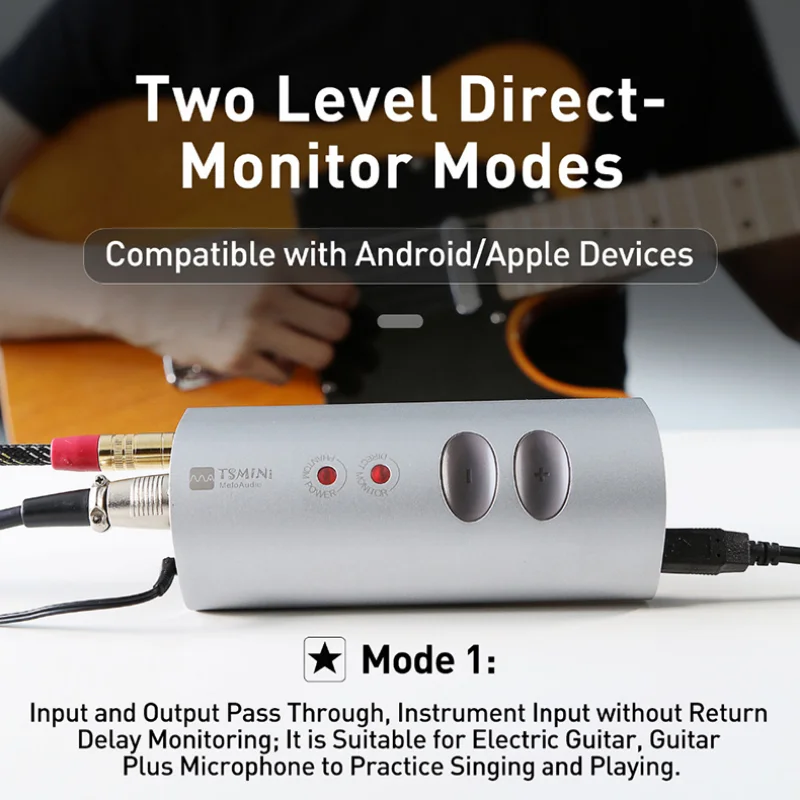 Ts-mini placa de som portátil, microfone, interface de áudio, usb, para iphone, ipad, dispositivos android, mac, windows, pc