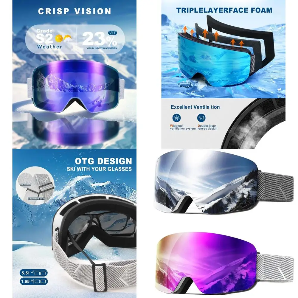 

Universal Ski Goggles with 100% UV Protection for Men and Women