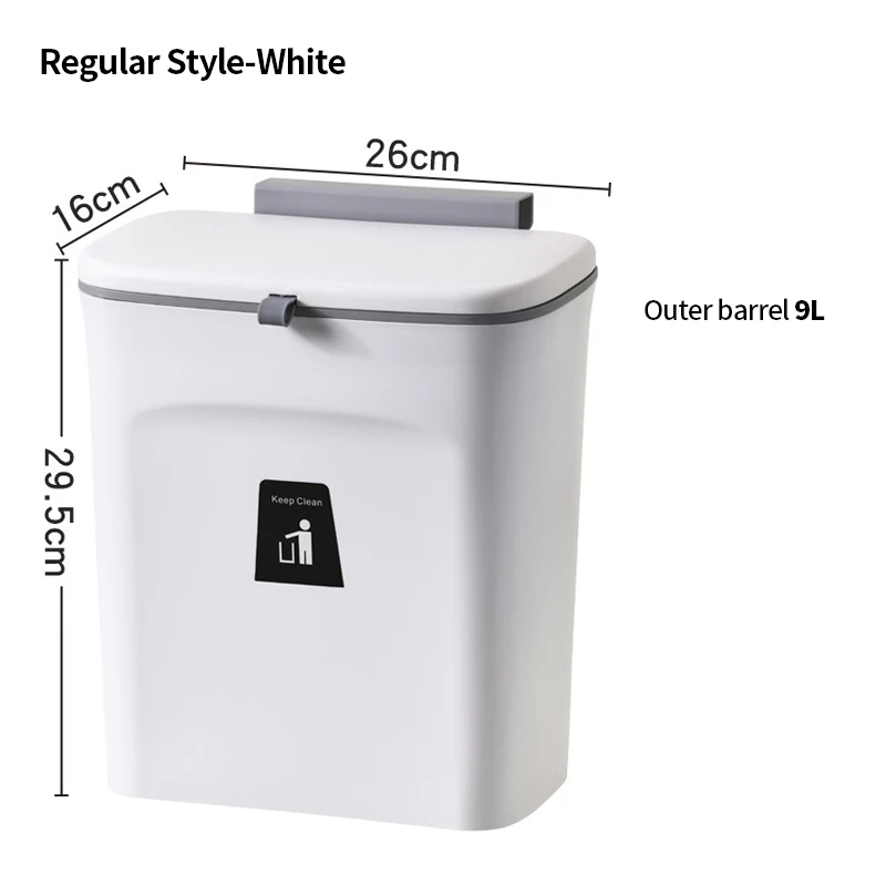 Hanging Trash Can with Lid,Wall Mounted Waste Bin for Cabinet Door Kitchen Bathroom Garbage Cans Recycle Rubbish Bin Trash Bin