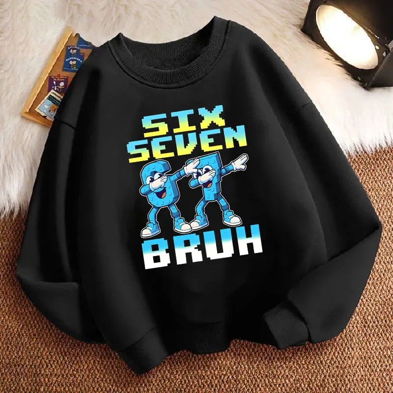 

Детская толстовка-пуловер Kawaii с принтом, весенняя, в итальянском стиле, с круглым вырезом, для мальчиков и девочек, с графическим принтом, 67 Six Seven
