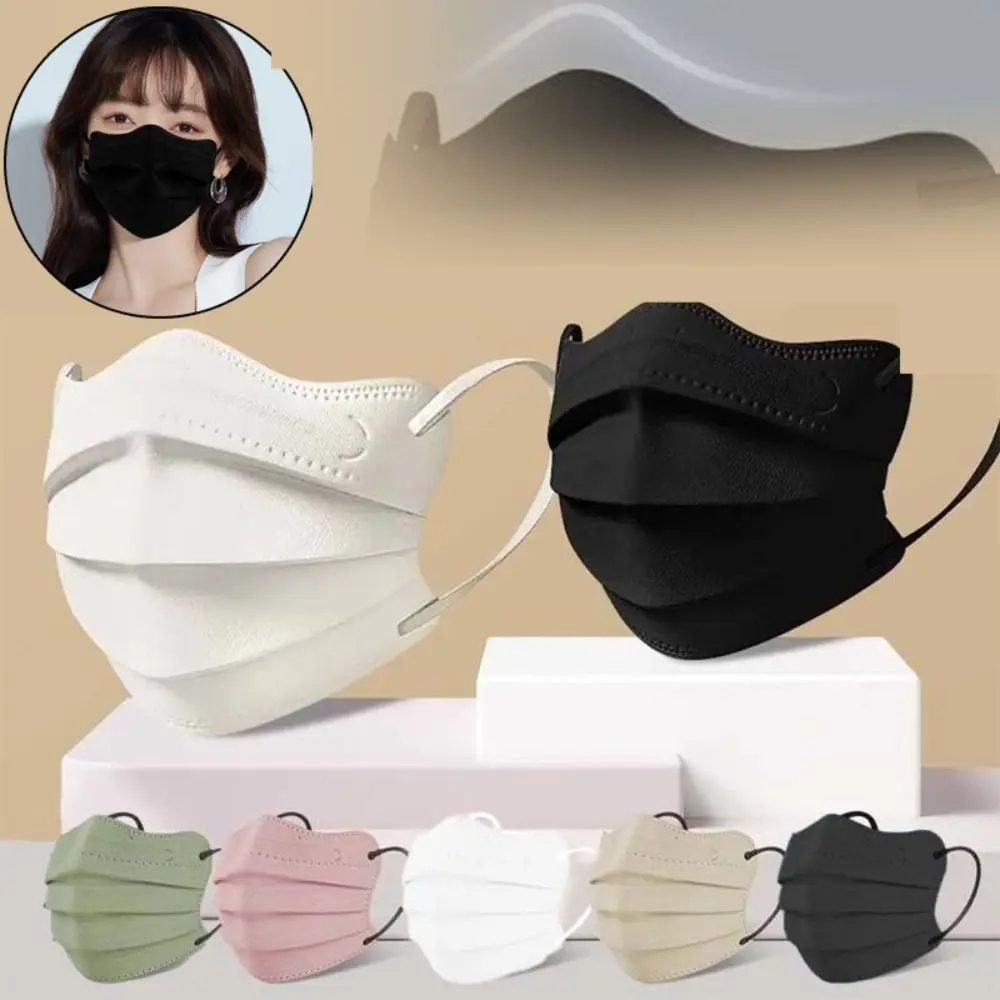 50pcs Breathable Butterfly Shaped Design Disposable Face Mask V-face 3layer Anti Dust Mask Morandi Color Protective Face Cover