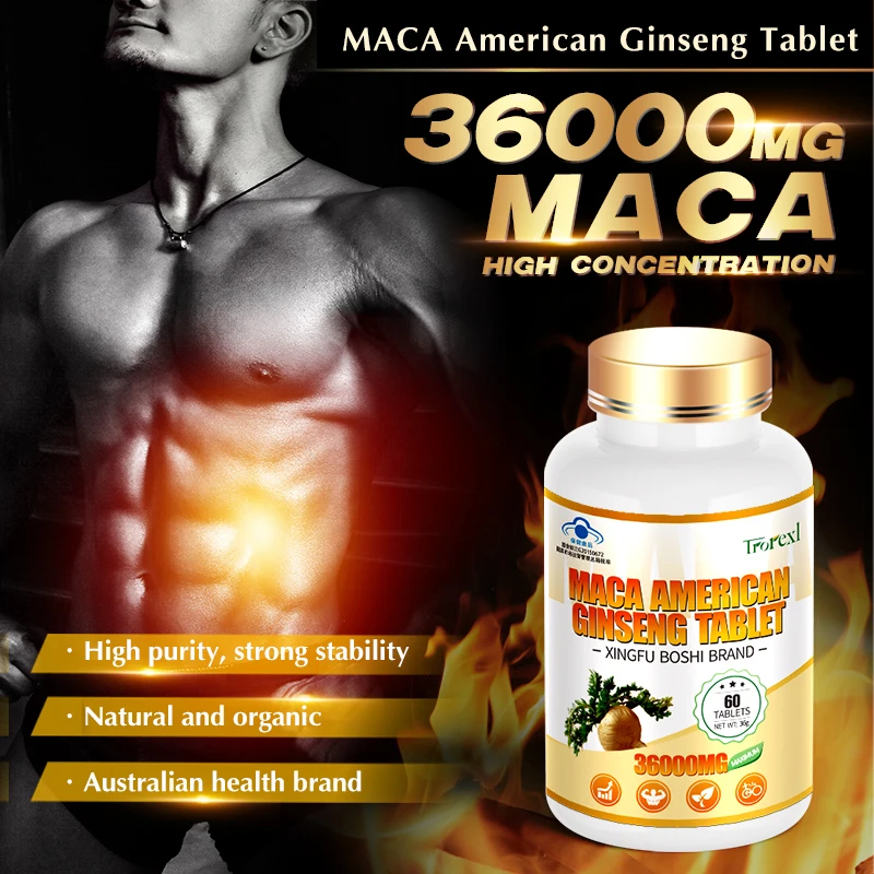 Maca Root with Ginseng - 60 Vegan Tablets For Men & Women