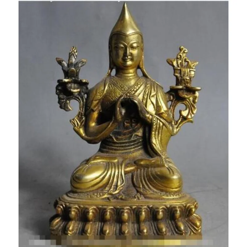 

YM 305 6"; old chinese buddhism fane pray Tsongkhapa Tsongkapa buddha statue