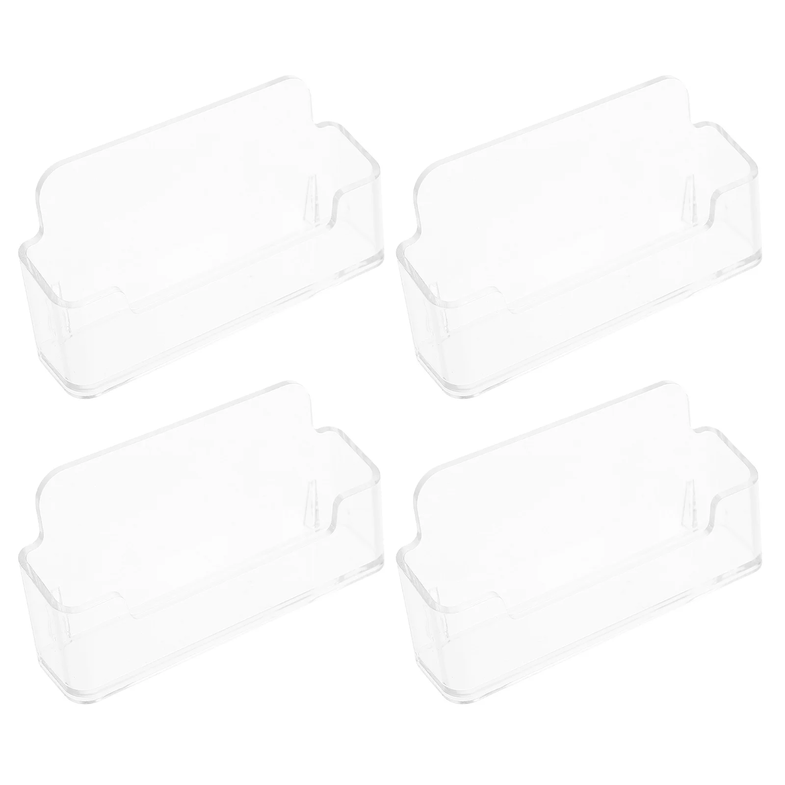 4 Pcs Transparent Business Card Holder Acrylic Desk Storage Holders Stable Office Cards Organizer Display