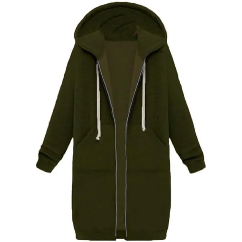 Autumn Long Hoodies Women Zipper Hooded Long Sleeve Plus Size 5xl Sweatshirts Winter Long Coat Black Pink Harajuku Hoodie