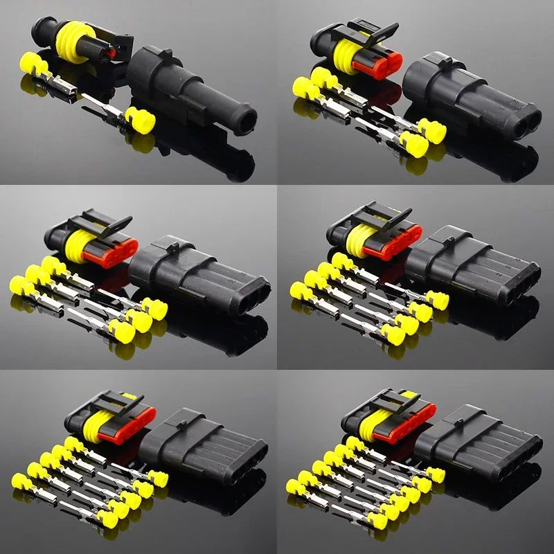 5 sztuk/zestaw zestaw wodoodporne złącze przewodu elektrycznego wtyczka 1/2/3/4/5/6 pinów Way Super Seal IP68 wtyczka samochodowa zaciski