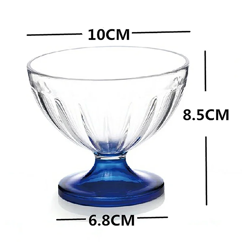 250ml Clear Salad Bowl for Dessert Mill Shake Goblet Glass Embossed Ice Cream Cup Transparent Creative Salad Plates
