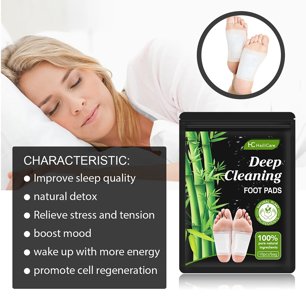 10pcs Detoxifying Foot Pads Bamboo Foot Relief Improve Sleep Relief Relieve Stress Body Toxins Deep Cleansing Patch Pads