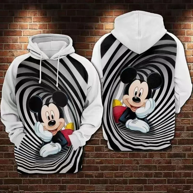 2024 Disney Mickey and Minnie Christmas 3D Printed Hoodie Fashion Streetwear Disney Casual Sweatshirt Mickey Kids Cartoon Hoodie