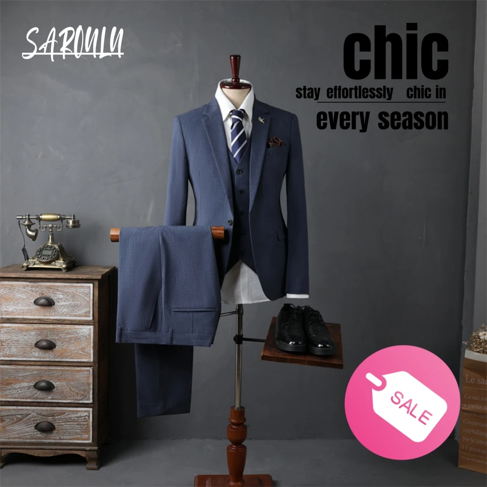 

Notched Lapel Premium 3-pieces Men's Suit On Sale Handsome Groom Wear Newest Dancing Set Fast Shipping For Man Elegant Tuxedo