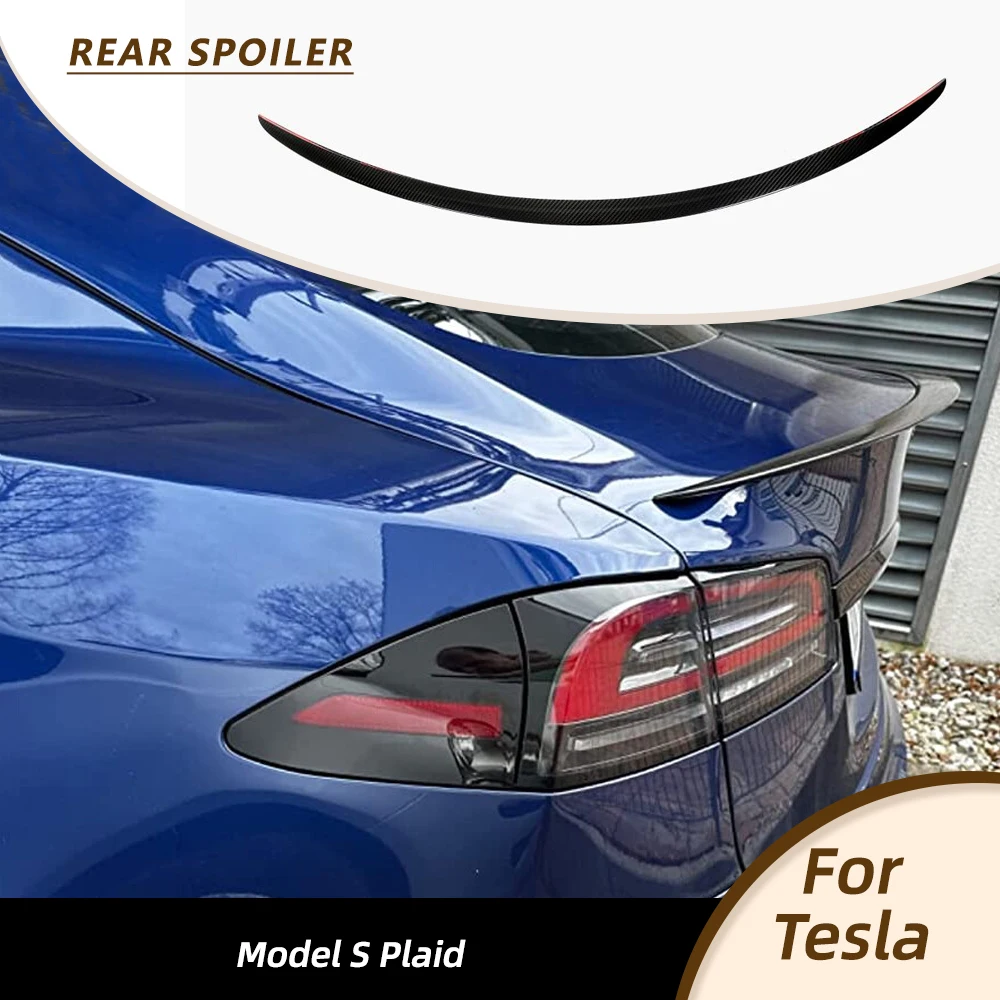 Car Rear Racing Spoiler Wing for Tesla Model S Pliad 2012-2023 Car Rear Spoiler Trunk Spoiler Lid Wing Lip Prepreg Dry Carbon