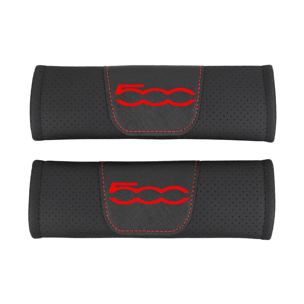 For Fiat 500 2 pcs PU Leather Fashion Car Seat Belt Cover Car Seat belt shoulder Pads