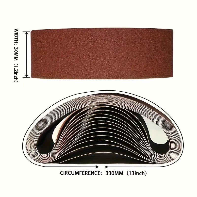 10pcs 30 X 330 Mm Abrasive Belts -60/80/120/240/400 Grit Size - For Sanding, Filing, Grinding, And Deburring