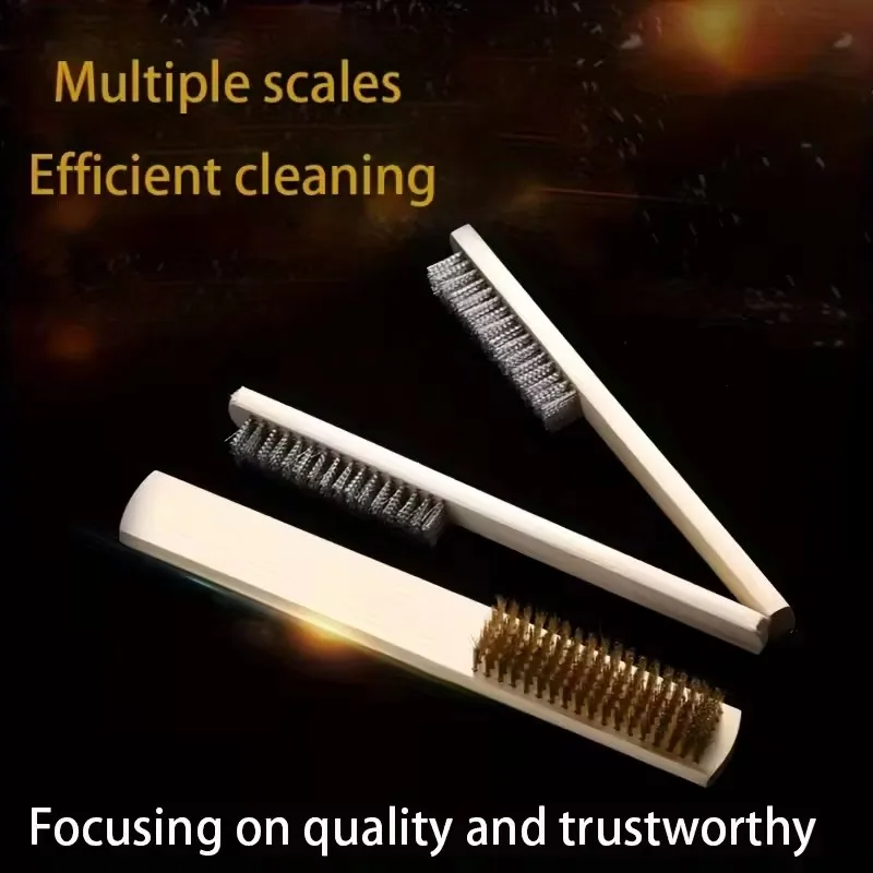 Zestaw 2 szczotek drucianych z miedzi o dużej wytrzymałości - skuteczna szczotka z solidnym uchwytem do szorowania farby, usuwania niedokończonych powłok metalowych itp.