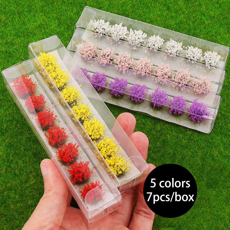 7 piezas/caja, 12 mm, Kits de Modelos de Racimos de Flores, Decoración de Jardines y Paisajes, Césped Estático, Modelo de Césped, Mechones de Césped, Diseño DIY, Diorama