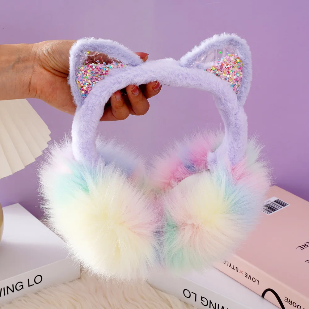 مرحبا كيتي سميكة قابلة للطي القط الأذن الكفة الدافئة بالاكلافا أرنب محاكاة الأذن يفشل للجنسين الكبار الشتاء في الهواء الطلق نمط غير رسمي