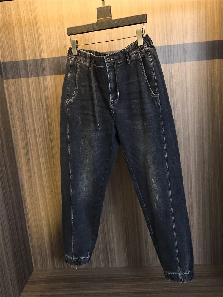 

Retro Colored Men's Pure Color Casual Jeans Autumn Season Straight Leg Cotton Stretch Denim Youth Faion Waed Denim Pants