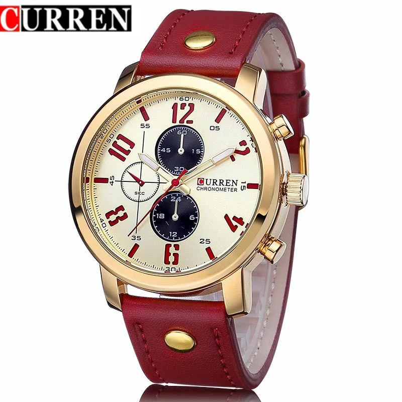 CURREN Luxury Brand 8192 Men factory Leather Sports Watches Men's Army Military Watch Male Date Quartz Clock Relogio Masculino