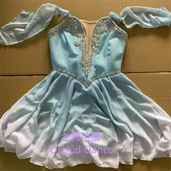 New Design Custom Size Custom Color Kids Girls Performance Wear Contemporary Lake Green  Lyrical Ballet Dress