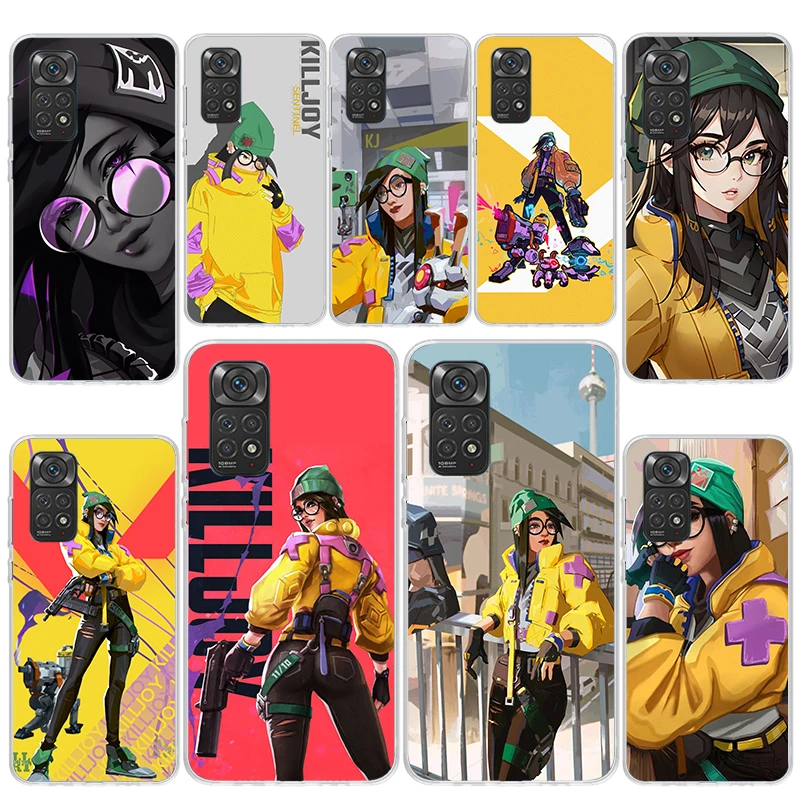 Valorant Killjoy Phone Case For Xiaomi Redmi Note 13 12 12S 11 11S 10 10S 11E Pro Plus 11T 9 9S 8 8T 7 5 + Cover Fundas Silicone