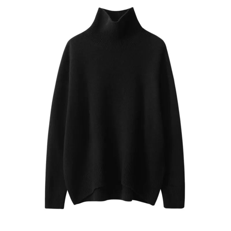 2024 Autumn and Winter New Thick Cashmere Sweater Women High Neck Pullover Sweater Warm Loose Knitted Base Sweater Jacket Tops