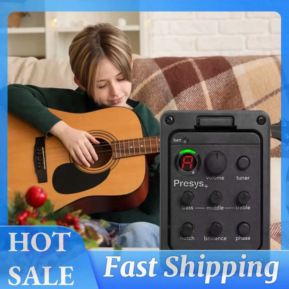 201 Guitar Pickups Onboard Preamp System 4 Band Acoustic Guitar Pickup Preamp EQ Tuner Onboard Preamps for for Fishman Presys+