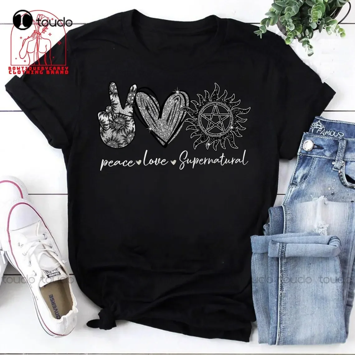 Peace Love Supernatural Vintage T-Shirt Supernatural Shirt Mystery Movie Shirt Winchester Tv Series Shirt Xs-5Xl Streetwear New