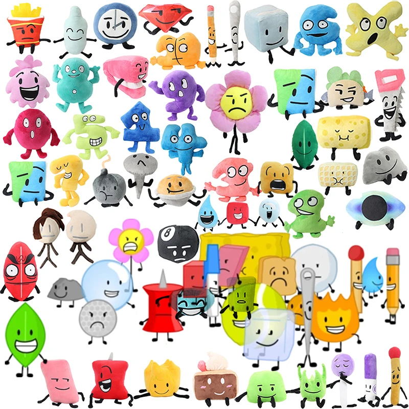 Battle for Dream Island Plush Toys BFDI Fire Flower Water drop Bubble Cake X Four Number Plushie Figure Stuffed Plants Doll Gift