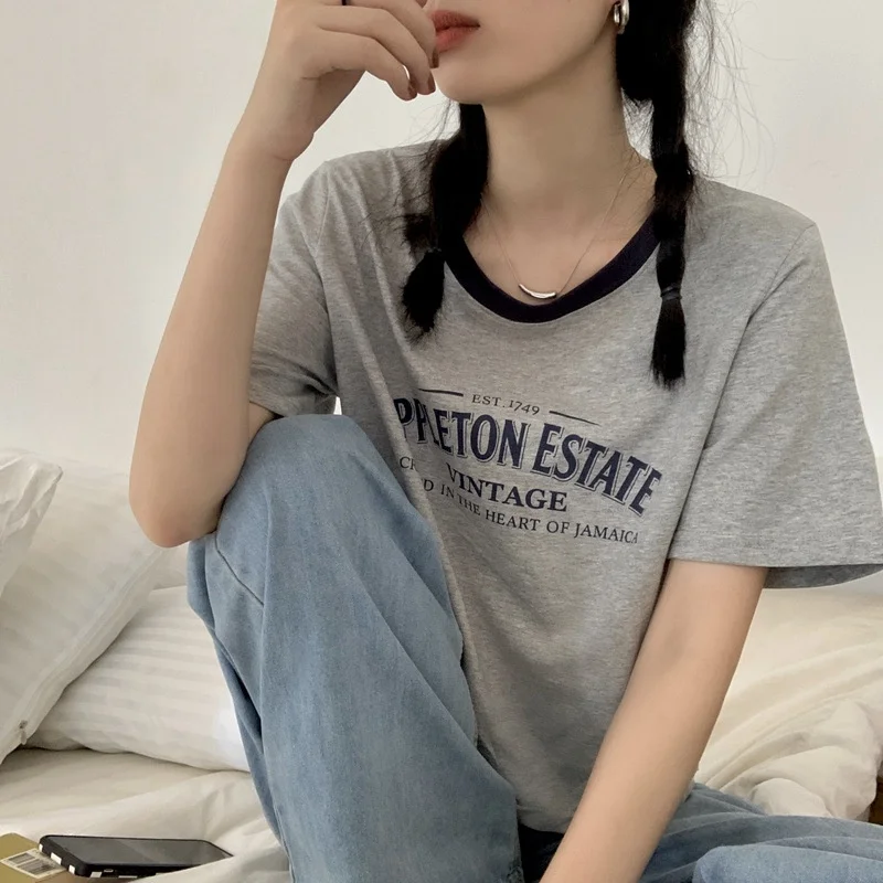High Waist Wide Leg Denim Overalls Short Sleeve T-Shirt Women's Match Ultra Short Top Cute Style Summer Casual Loose Fit