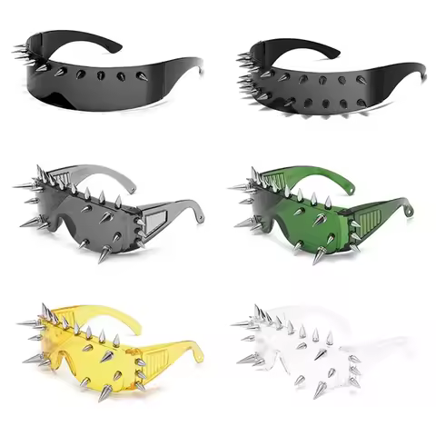 Novelty Punk Glasses Rock Large Shield Spike Fashion Weird Club Sunglasses Funny Party Glasses