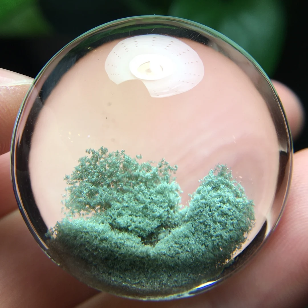 

Natural Green Phantom Quartz Pendant Jewelry Big Clear Women Man 33.5*33.4*16.7mm Round Necklace Phantom Rare Garden AAAAAA