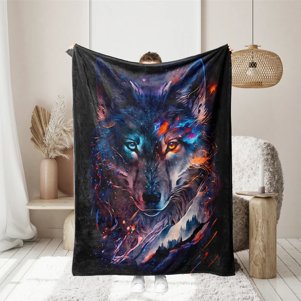 1PC Wolf Themed Series Blanket,Super Soft for  Sofa, Nap Throw Blanket Lightweight All Seasons Bedroom Decor Bedding For Travel