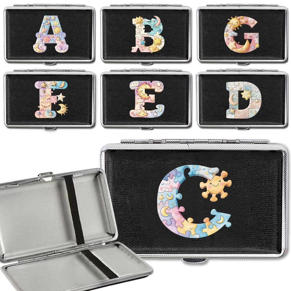 

Portable PU Cigarette Storage Box High-capacity Waterproof Smoking Accessories Saw Puzzle Initial Name 26 Letters Pattern