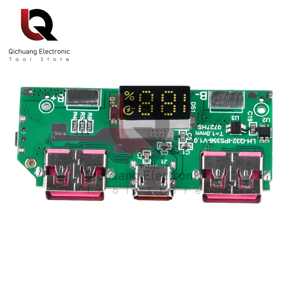 1Pcs 5V 3A Lithium Battery Digital Display Fast Charging Module IP5356 TYPE-C Micro USB QC3.0 2.0 PD3.0 PD2.0/AFC/FCP