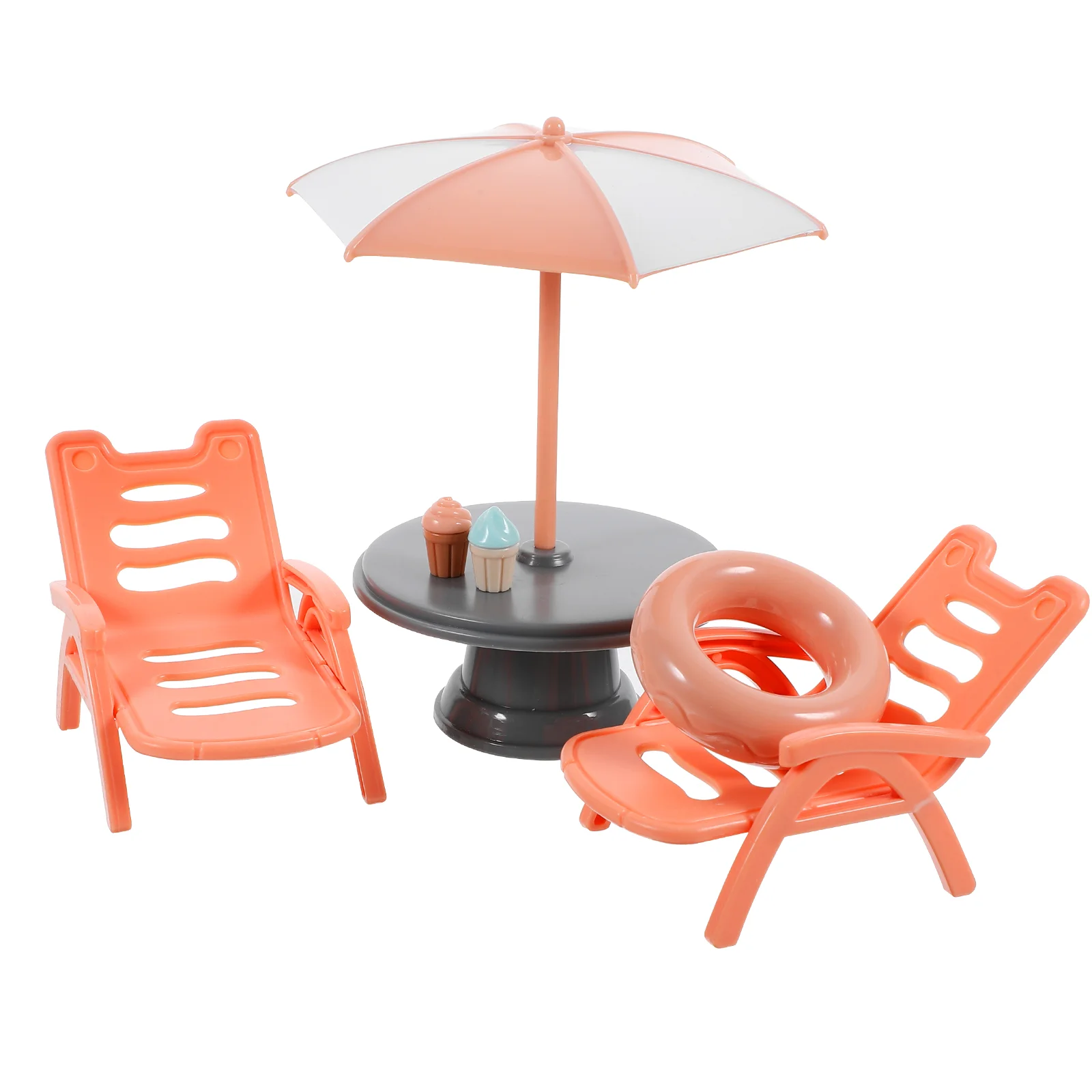 Conjunto de cadeiras de praia saltitantes, móveis para casa, mini mesa, modelo, guarda-sol, abs simulado