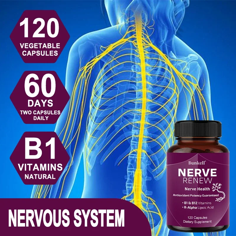 Advanced Nerve Support - Natural Nerve Support with R-Alpha Lipoic Acid and Vitamin B Complex - 120 Capsules - Antioxidant