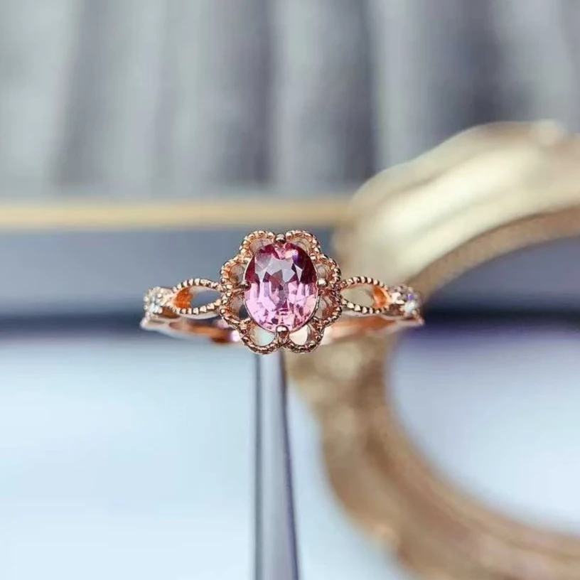 

Кольцо с натуральным розовым турмалином и сертификатом, из цельного серебра 925 пробы, 5х6 мм, 0,6 карата, ювелирное изделие с натуральным турмалином